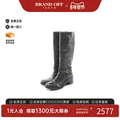 中古Prada普拉达女B级9新boots靴牛皮鞋 黑色
