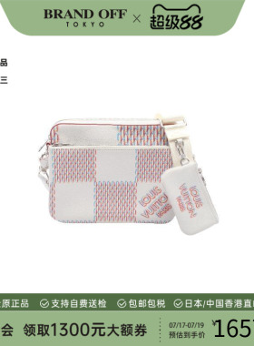 中古LV路易威登男包A级95新Trio Messenger邮差包牛皮斜挎包白色