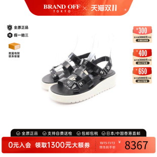 中古品Chanel香奈儿女A级95新sandals凉鞋牛皮鞋黑色