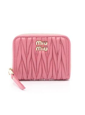 中古Miu Miu缪缪女S级99新coin case零钱包牛皮零钱包粉色