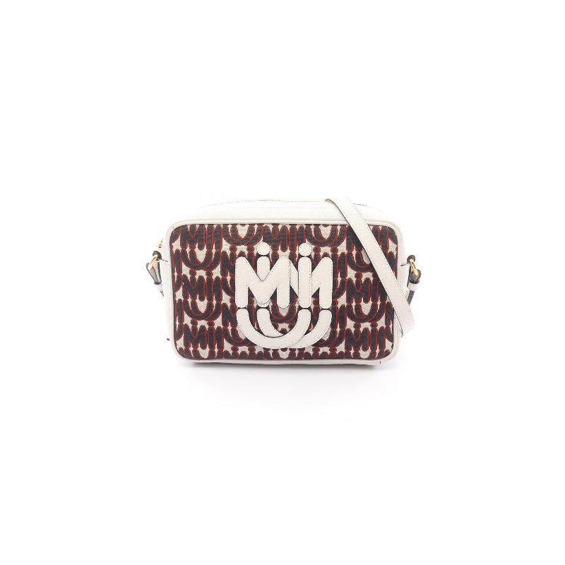 中古Miu Miu缪缪女包B级9新shoulder bag斜挎包帆布斜挎包白色