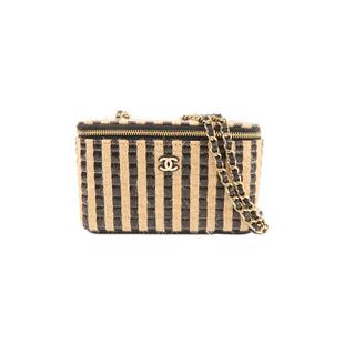 中古Chanel香奈儿女包A级95新Vanity Case小化妆盒包帆布斜挎包