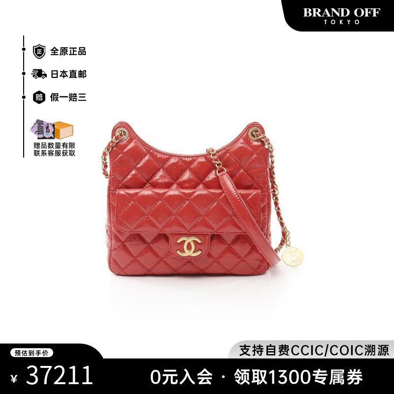 中古Chanel香奈儿女包A级95新shoulder bag斜挎包漆皮单肩包红色