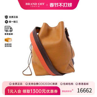 中古Hermes爱马仕女包B级9新shoulder bag斜挎包牛皮单肩包棕色