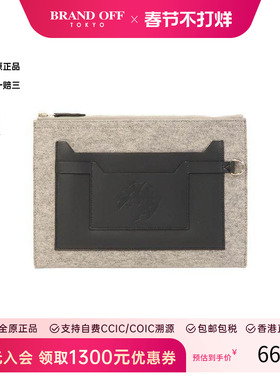 中古Hermes爱马仕女包S级99新Clutch bag手拿包牛皮手拿包灰色