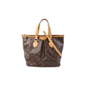 中古LV路易威登女包B级9新Palermo派拉蒙涂层 防水帆布斜挎包棕色