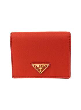 中古Prada普拉达女A级95新bi-fold双折尼龙短钱包红色 HK时尚正品
