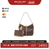 中古LV路易威登女包A级95新Carryall涂层 防水帆布单肩包棕色复古