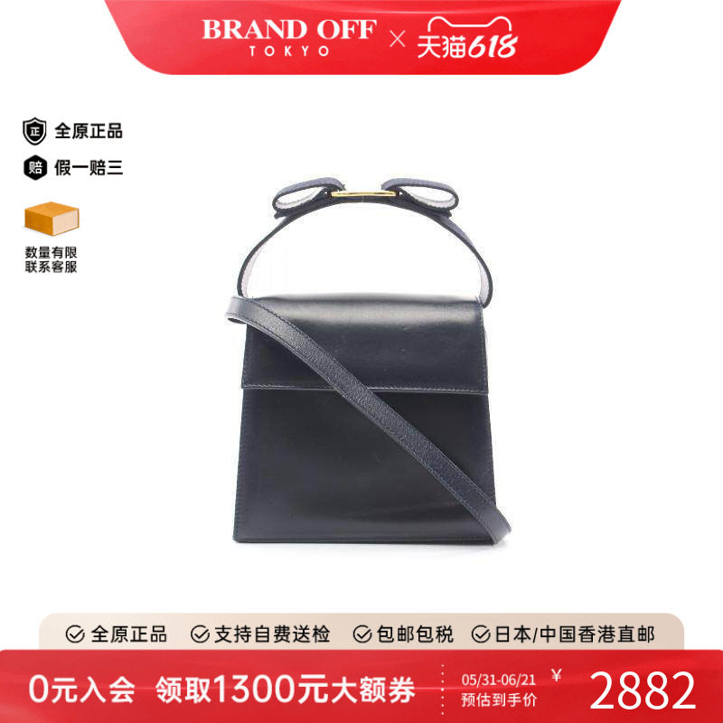 中古Ferragamo菲拉格慕女包B级9新vara ribbon瓦拉丝带牛皮斜挎包