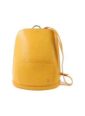 中古LV路易威登女包B级9新Backpack背包牛皮双肩包黄色