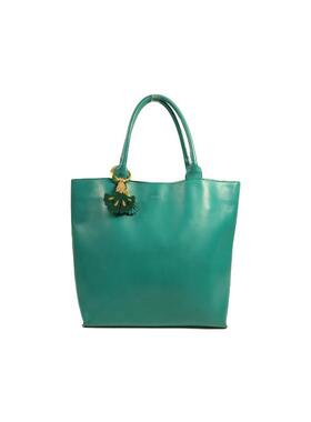 中古Furla芙拉女包B级9新Handbag手包牛皮手提包绿色BRANDOFF正品