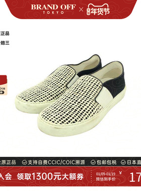 中古Chanel香奈儿男B级9新slip-ons无带(或无扣)便鞋帆布鞋白色