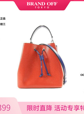 中古LV路易威登女包B级9新NEONOE水桶包牛皮斜挎包红色BRANDOFF