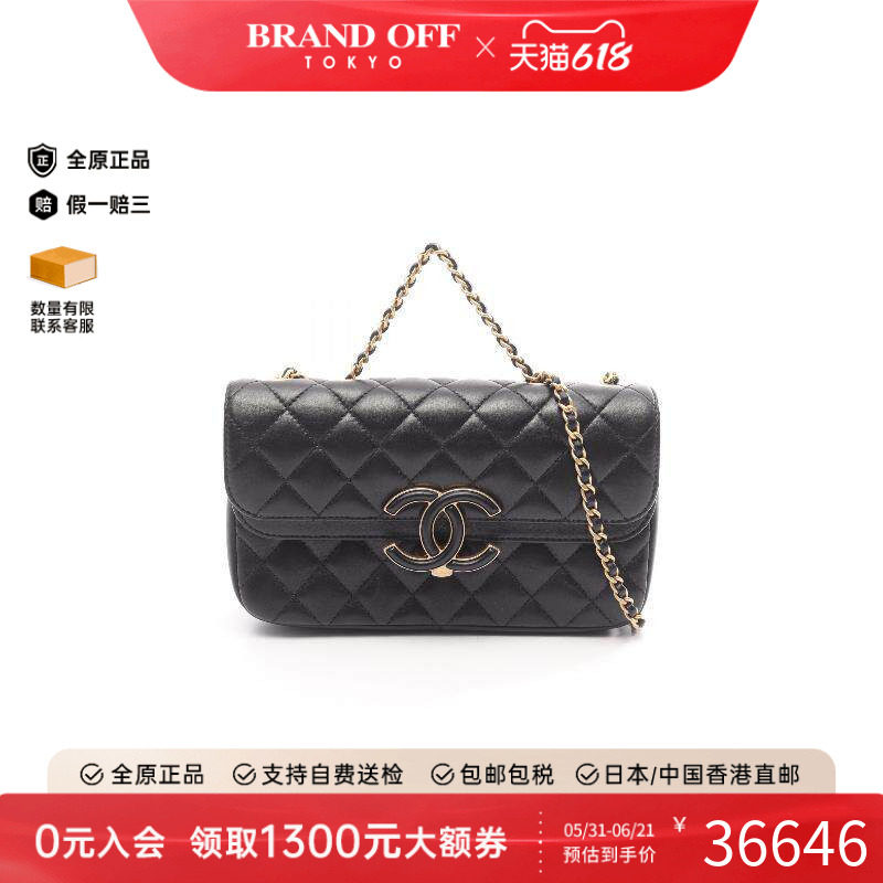 中古Chanel香奈儿女包A级95新chain shoulder链条肩带羊皮单肩包