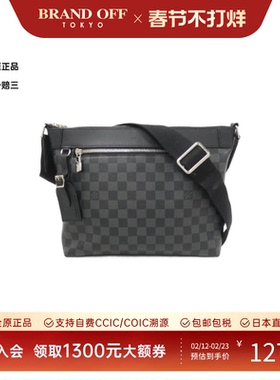 中古LV路易威登女包A级95新 Graphite Mick棋盘格斜挎包正品时尚