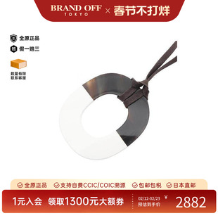 中古Hermes爱马仕女A级95新necklace项链牛皮项链棕色