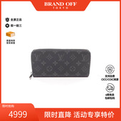中古LV路易威登男A级95新wallet钱包帆布长钱包黑色正品 BRANDOFF