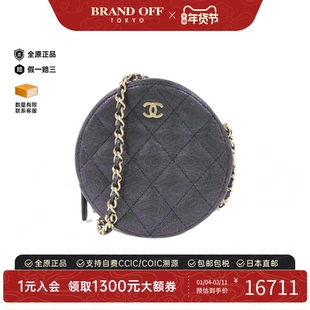 中古CHANEL香奈儿女包A级95新Timeless Classic圆饼小牛皮斜挎包