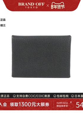 中古Hermes爱马仕A级95新CALVI DUO钱包硬币包黑色卡包正品时尚