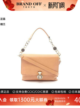 中古Bvlgari宝格丽女包A级95新Handbag手包牛皮手提包浅褐色
