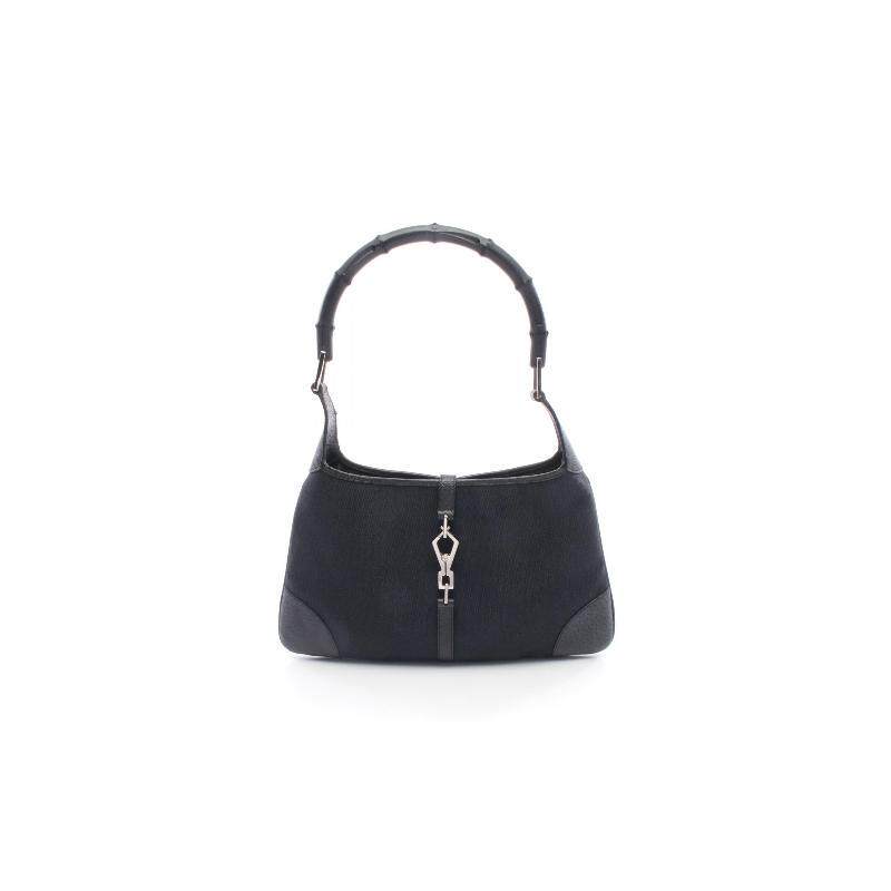 中古Gucci古驰女包A级95新shoulder bag斜挎包帆布单肩包黑色