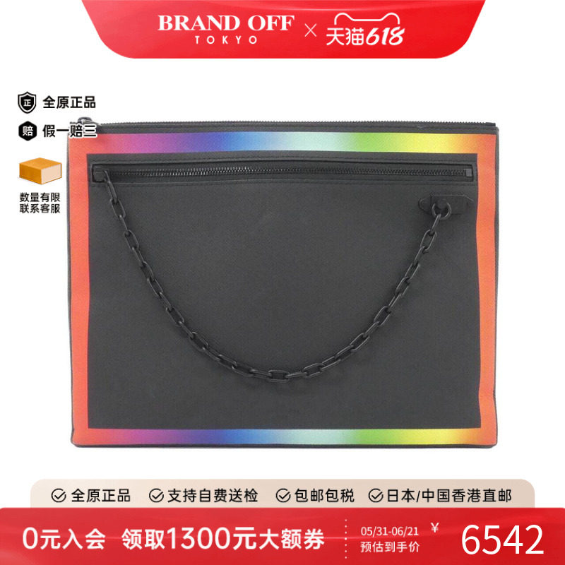 中古LV路易威登女包A级95新Taiga Rainbow 手拿包高级BRANDOFF