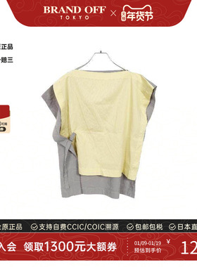 中古Issey Miyake三宅一生女A级95新tops上衣棉上衣黄色BRANDOFF