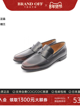 中古Hermes爱马仕男A级95新loafers乐福鞋牛皮鞋黑色