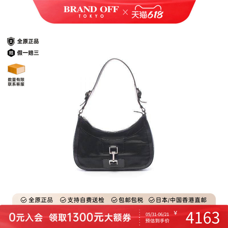 中古Gucci古驰女包B级9新Shoulder bag肩包尼龙单肩包黑色