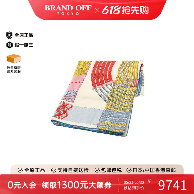 中古Hermes爱马仕女A级95新scarf围巾丝绸围巾/丝巾白色BRANDOFF