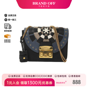 bag肩包牛皮斜挎包黑色 中古Furla芙拉女包C级85新Shoulder