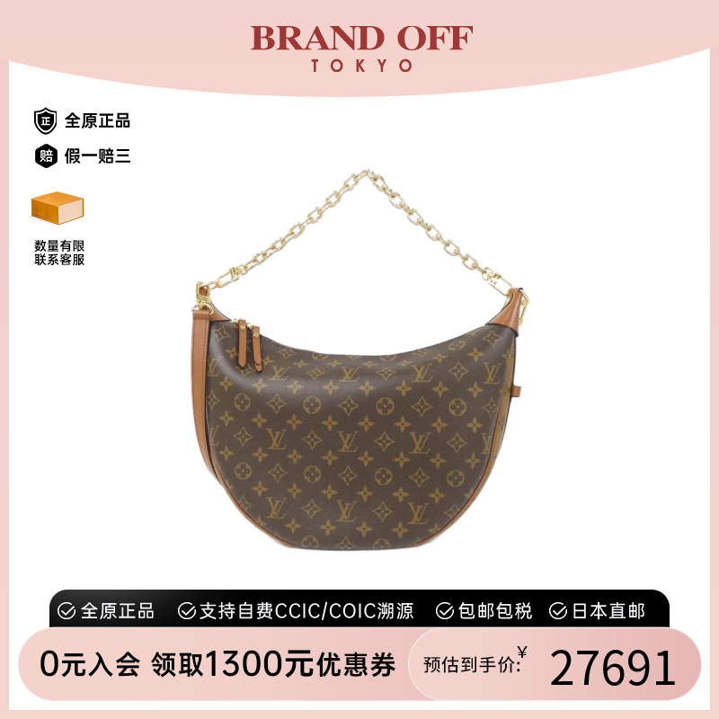 中古LV路易威登女包A级95新 Reverse Loop Hobo老花斜挎包