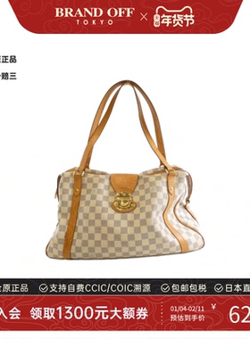 中古LV路易威登女包B级9新Azur Stresa白棋盘格单肩包