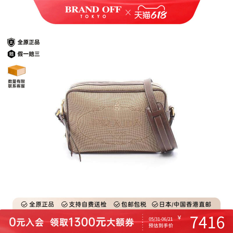 中古Prada普拉达女包A级95新Shoulder bag肩包帆布斜挎包灰色