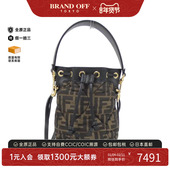 中古FENDI芬迪女包A级95新Mini Mon Tresor老花水桶包手提斜挎包