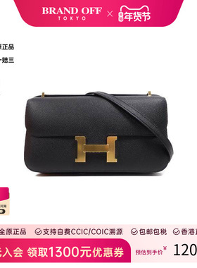 中古Hermes爱马仕女包A级95新Constance康康系列牛皮斜挎包黑色