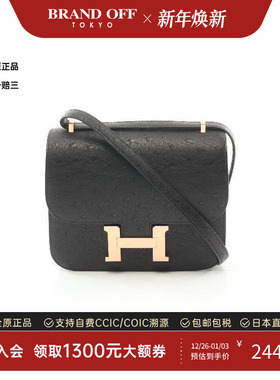 中古Hermes爱马仕女包S级99新Constance3mini康康牛皮单肩包黑色