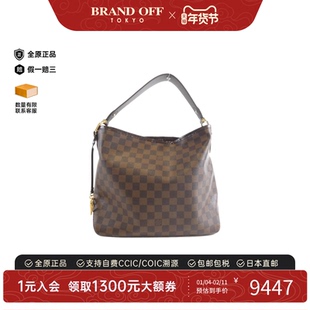 中古LV路易威登女包B级9新Delightful棋盘格单肩包经典BRANDOFF
