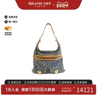 中古LV路易威登女包B级9新Denim Baggy Bag老花单肩包BRANDOFF