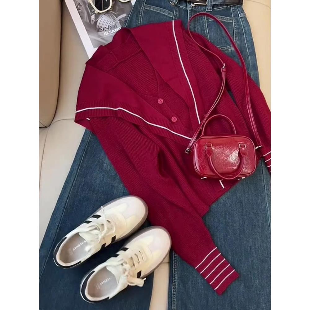 JOYIASS气质一整套ootd穿搭2025春秋季新款设计感针织衫阔腿裤两