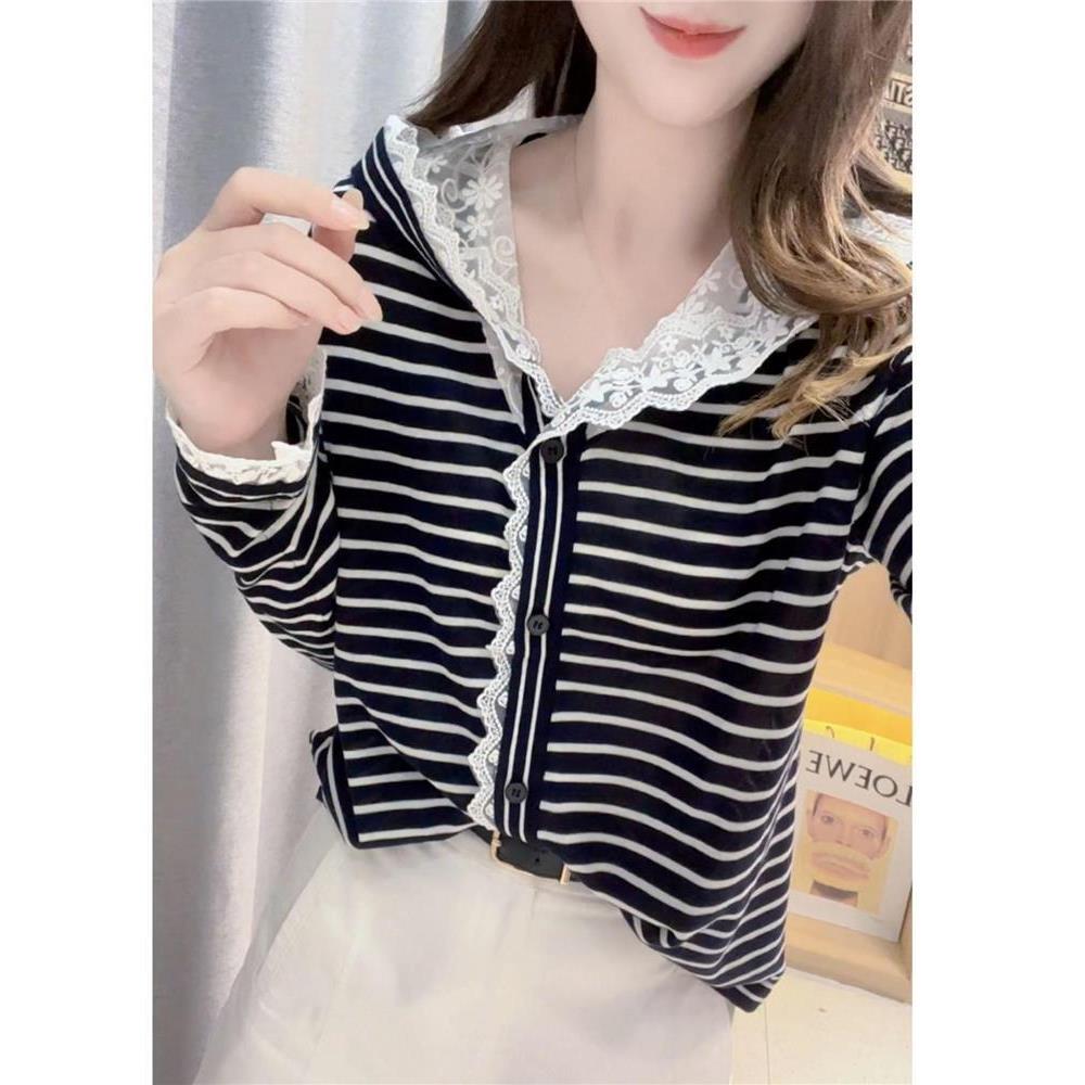 JOYIASS小个子独特超好看连帽长袖卫衣2025春秋新款女士小众条纹T