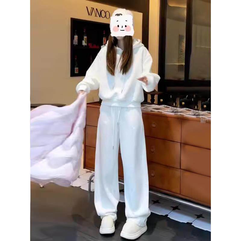 JOYIASS服三件套2025秋冬季新款女时尚保暖加绒加厚卫衣直筒裤套