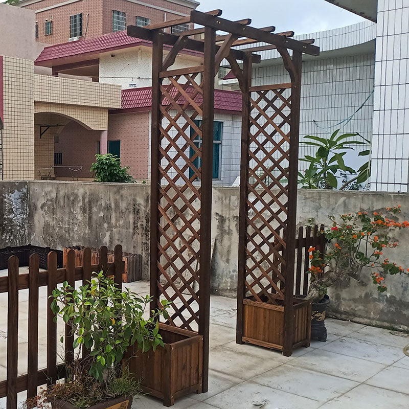 防腐木拱门花架花园爬藤圆拱葡萄架庭院木门围栏栅栏月季蔷薇门框