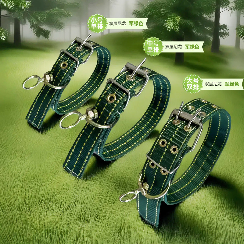 军绿色双层加厚颈圈狗狗防脱脖套
