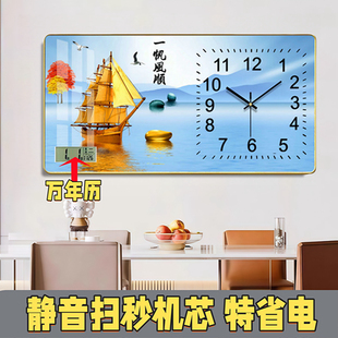 新款2025静音电池挂钟表客厅餐厅家用简约挂墙日历现代创意石英钟