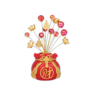 财运钱袋树汽车摆件出入平安车内饰品吉祥物车载中控台钱袋配饰