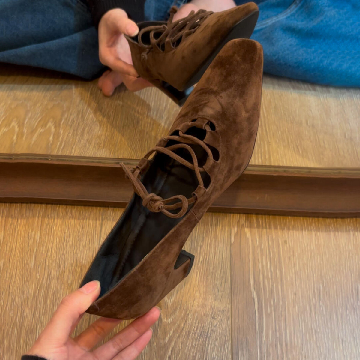 复古磨砂皮高跟鞋女2026新款交叉系带方头气质中古鞋百搭显瘦单鞋,女鞋,浅口单鞋,淘宝优惠券,粉丝福利购,淘宝优惠卷