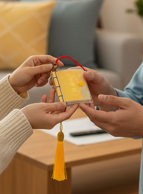 金刚经新中式手工装饰摆件流苏书形工艺品家居桌面高级感装饰品