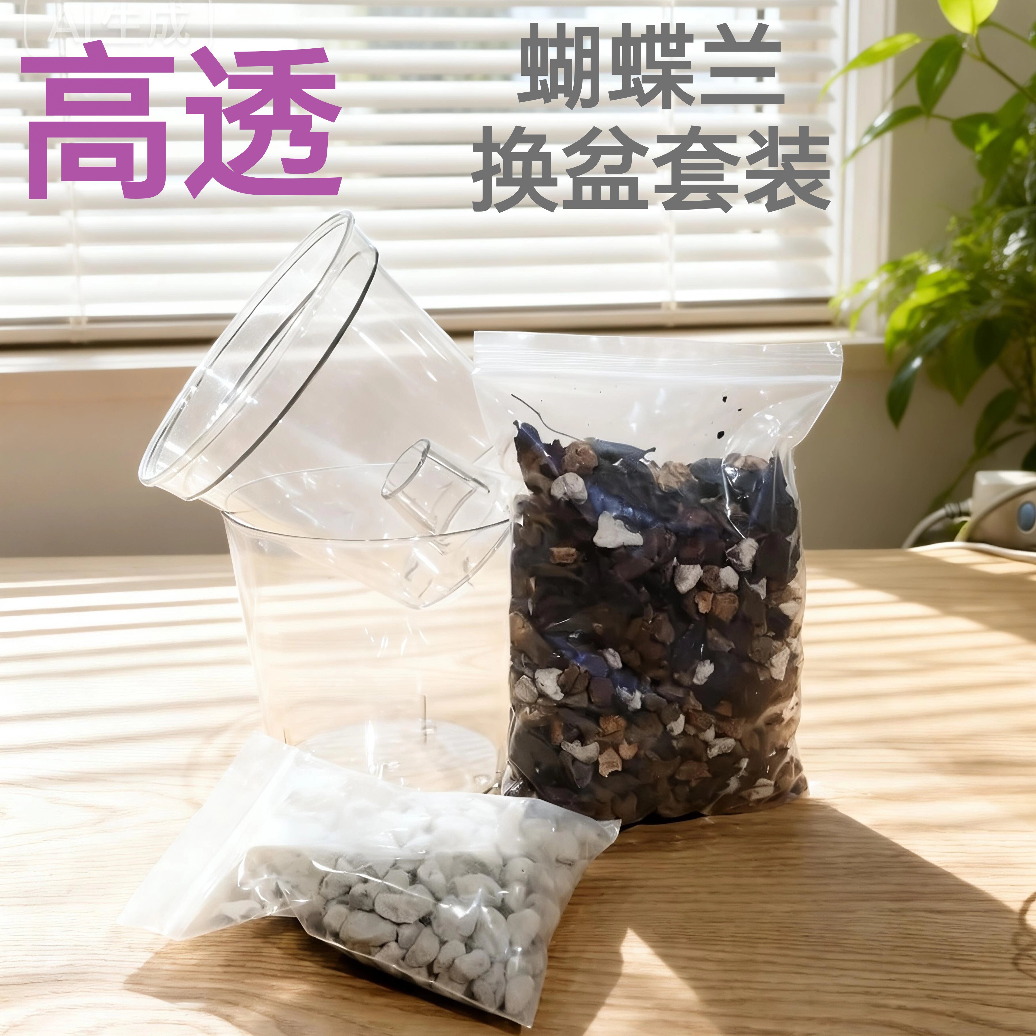 蝴蝶兰专用换盆套装花盆加植料图片