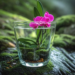 蝴蝶兰套盆花盆高透加厚圆口水培器皿花卉盆栽办公室桌面多肉绿植